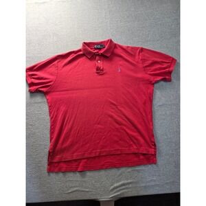 Polo Ralph Lauren Mens Large Red Short Sleeve Cotton Pique Pony Logo Polo Shirt